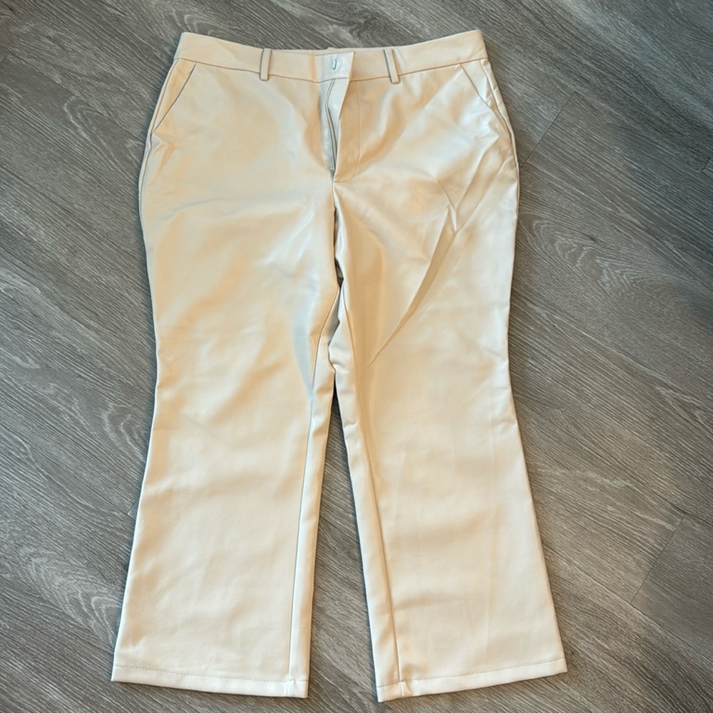 Bagatelle faux leather cream wide leg pants - never worn